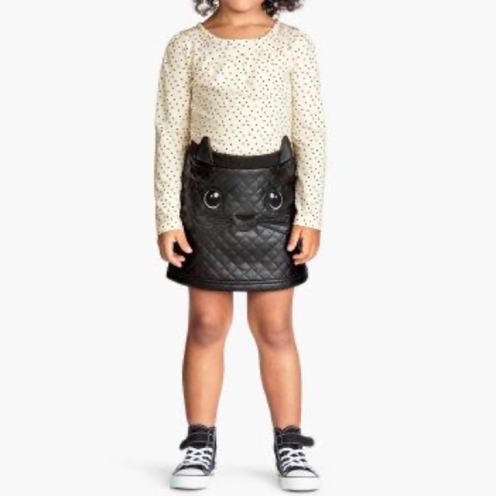 COPY - H&M girls quilted leather cat skirt